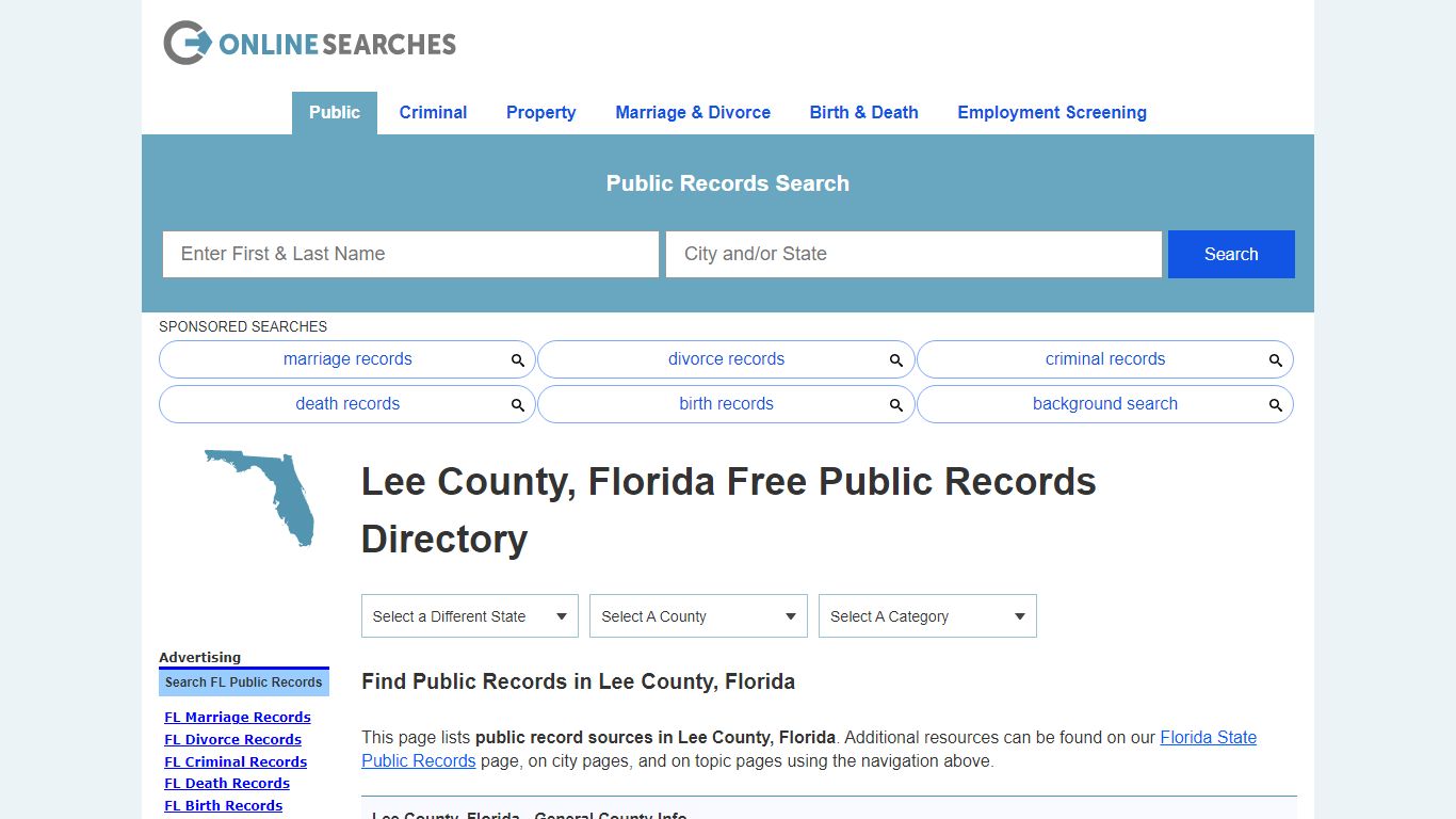 Lee County, Florida Public Records Directory - OnlineSearches.com
